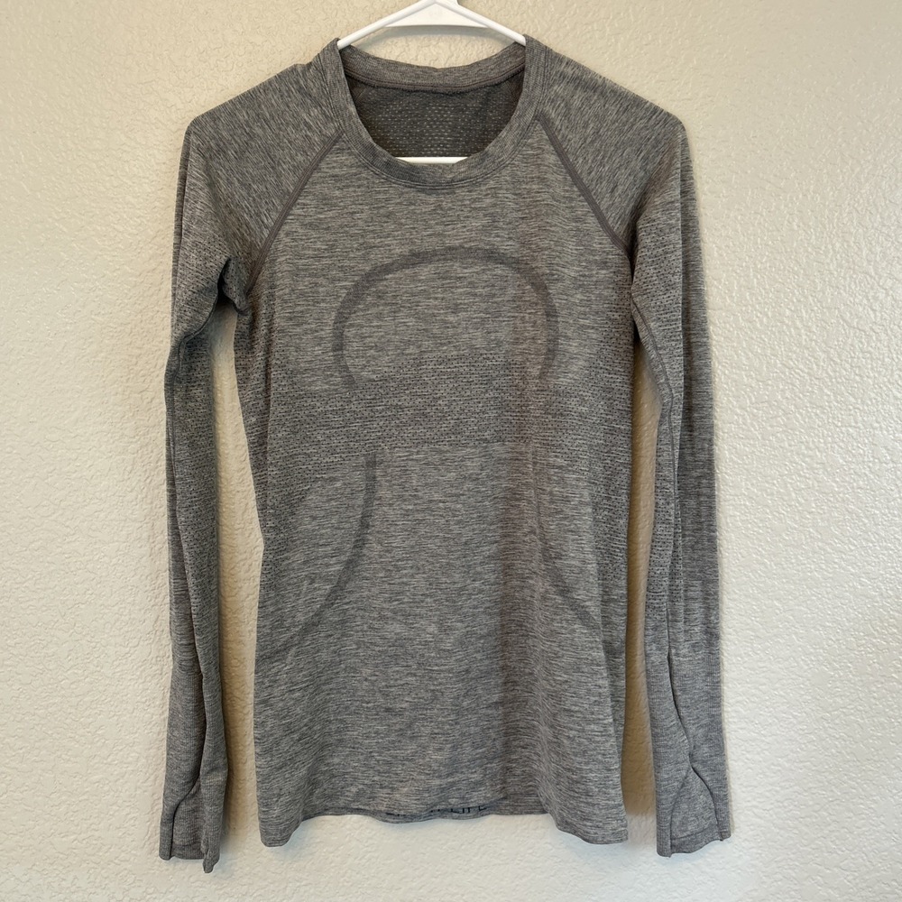 Lululemon Swiftly Tech Comprrssion Long Sleeve Crew Neck Gray Womens Size 6